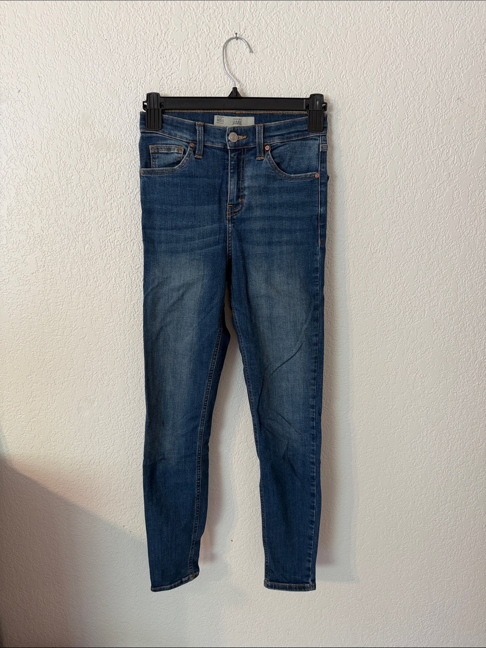 Topshop Skinny Jeans in Medium Dark Blue Wash